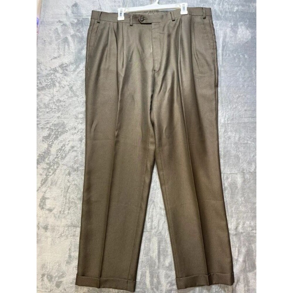 Lauren Ralph Lauren Men's Pleated Cuffed Dress Pants Brown 42W 32L
